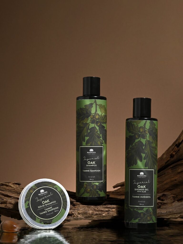 Magrada Imperial Oak Männerpflege-Set: Shampoo, Duschgel und festes Shampoo