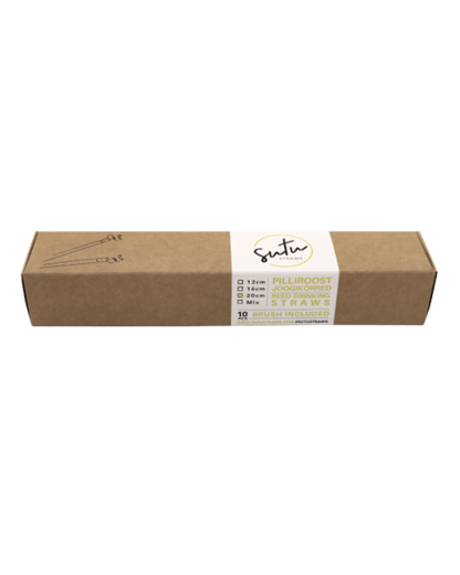 Schilf Trinkhalme 20cm - SUTU 10er Pack - Set mit Bürste