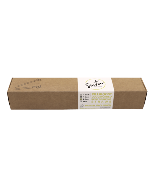 Schilf Trinkhalme 20cm - SUTU 10er Pack - Set mit Bürste
