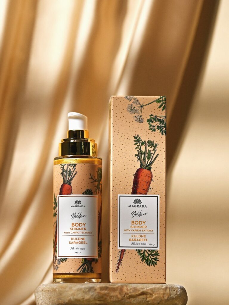 Golden Body Shimmer Gel von LACARLA – schimmerndes Körpergel im Glastiegel mit goldenem Glanz