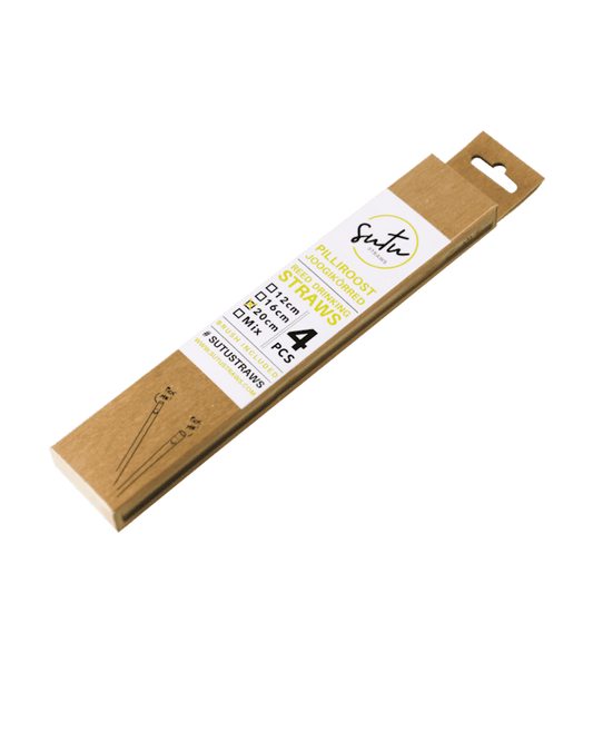 Schilf Trinkhalme 20cm - SUTU 4er Pack - Set mit Bürste