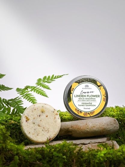 Natürliches festes Shampoo mit Lindenblüte – ideal für Reisen und Handgepäck