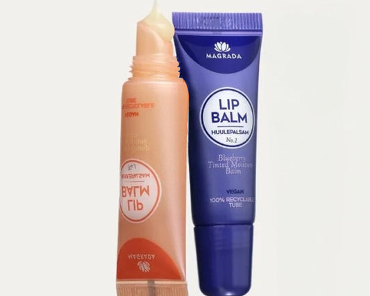 Veganes Lip Balm Duo mit Blueberry und Peach im Set