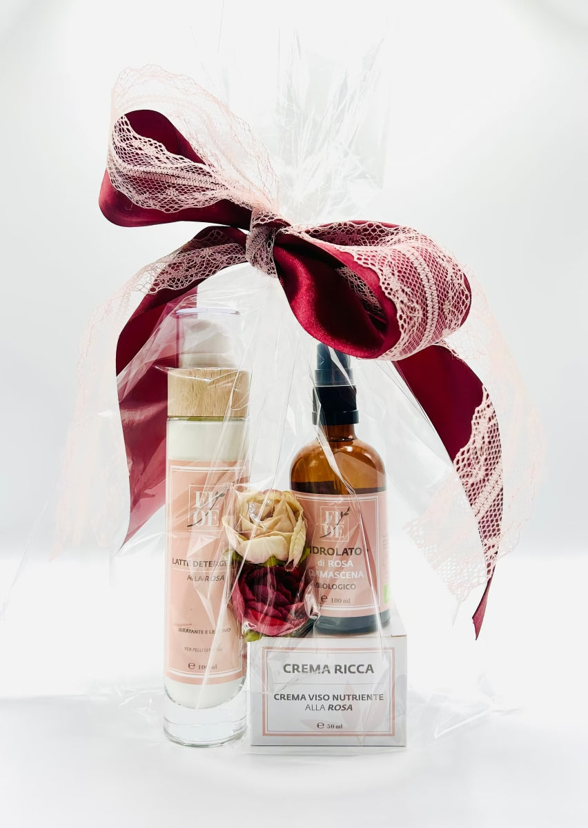 FLOE Set Rose - Rosen Reinigungsmilch - Rosen Hydrolat - Rosen Gesichtscreme