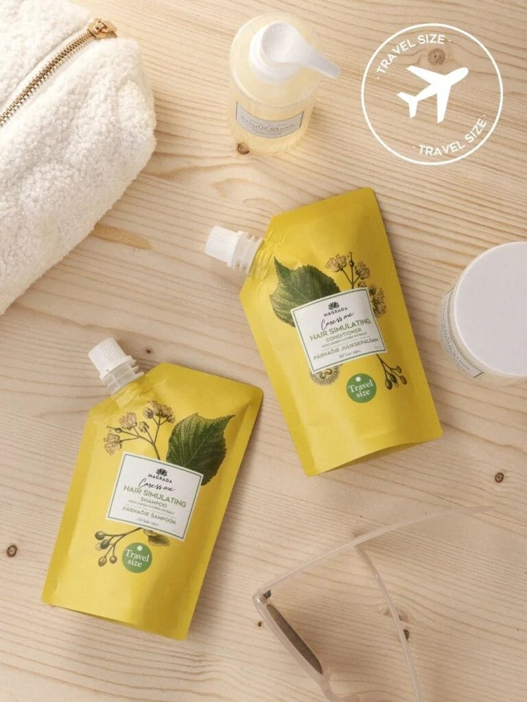 Shampoo und Conditioner Set mit Lindenblüte für Reisen – Reisekosmetik für Handgepäck