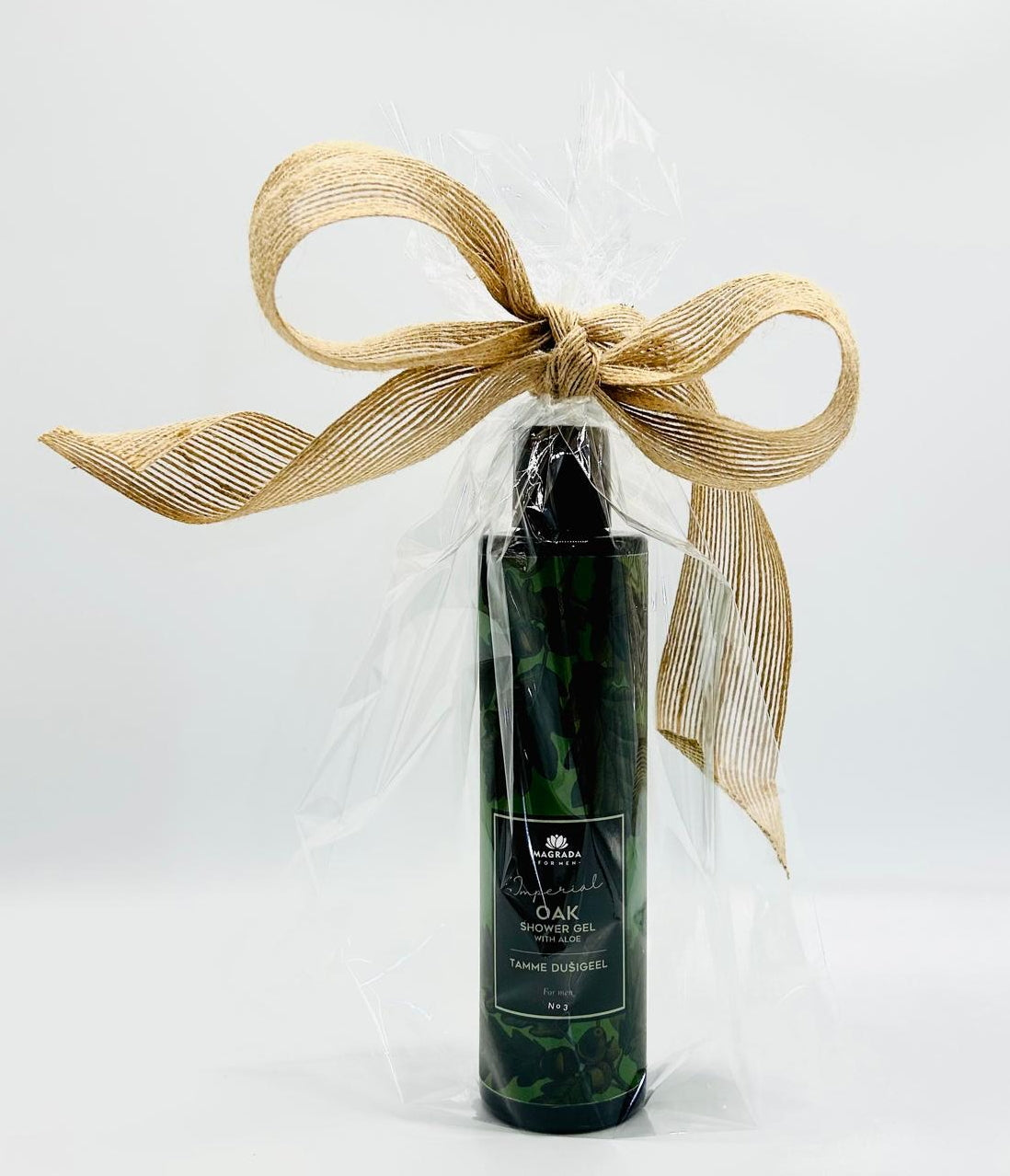 Valentinstag Geschenk für Männer - MAGRADA Oak Shower Gel Imperial liebevoll verpackt mit goldener Schleife